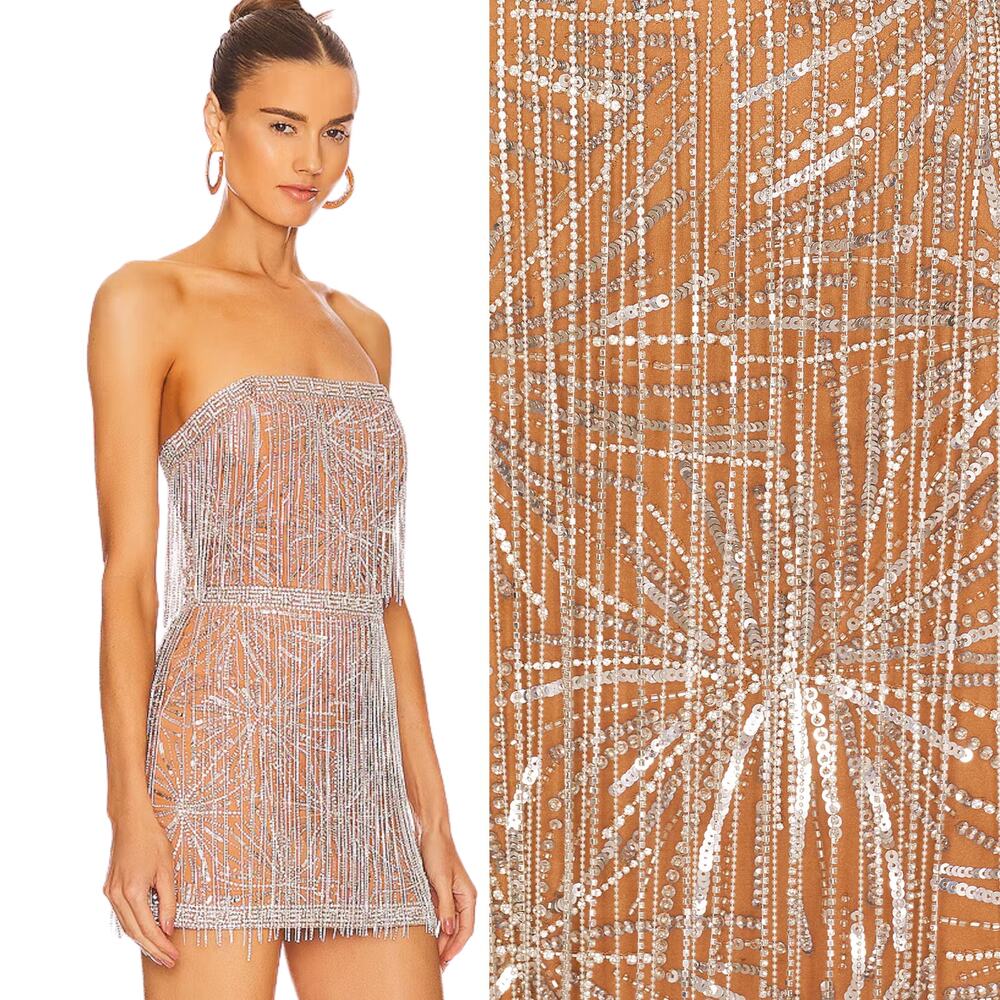 Retrofete Dixie Dress in Silver & Nude NWT Size XS - Picture 2 of 3